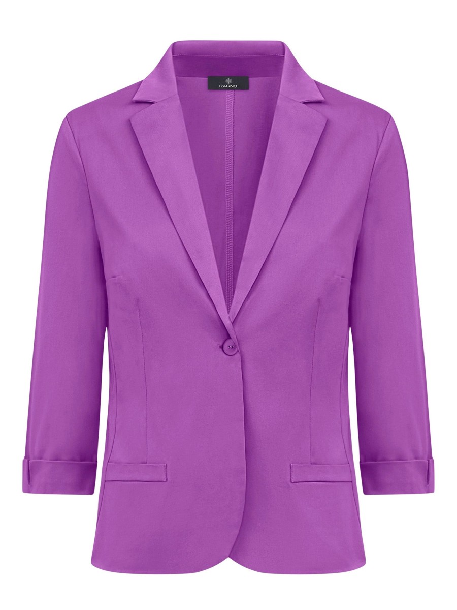 Tailleur Giacca E Pantaloni | Ragno Blazer Con Manica 3/4 In Satin Power - Dewberry