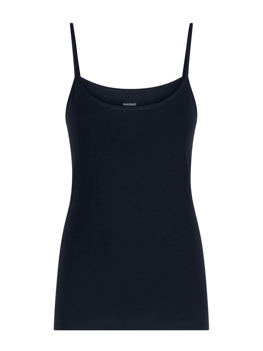 Top E Magliette | Ragno Beyoutiful - Top In Cotone Elasticizzato Extra Fine - Bleu