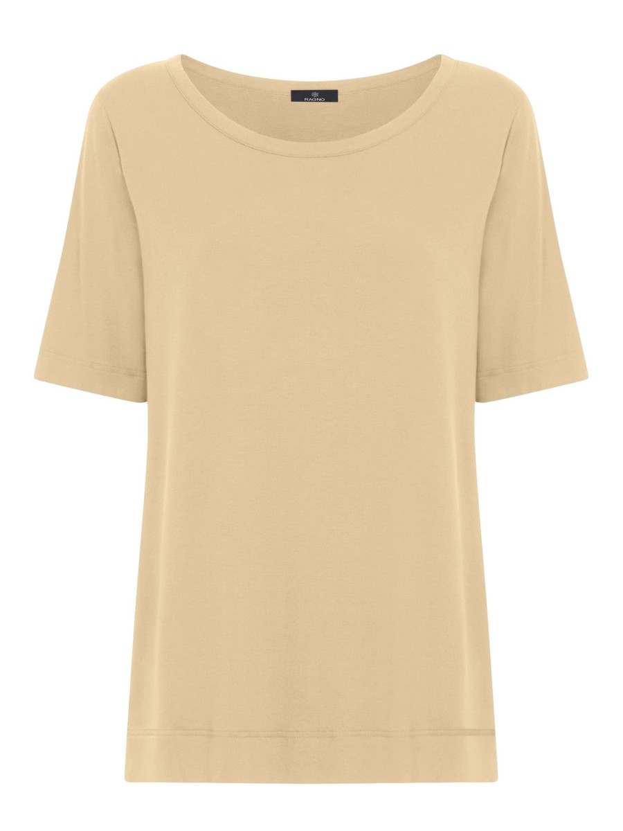 Magliette E T-Shirt | Ragno T-Shirt Girocollo A Manica Corta In Misto Viscosa - Irish Cream