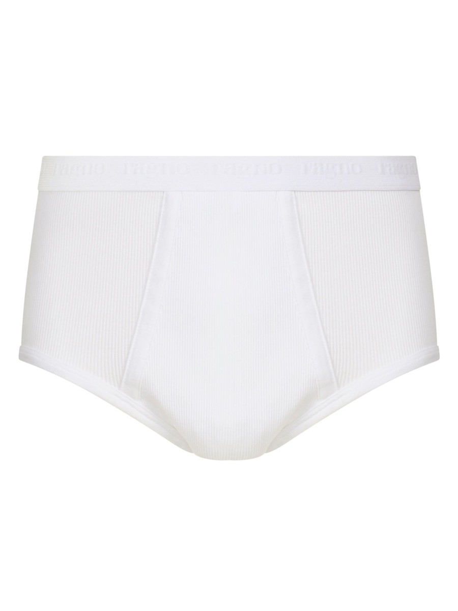 Slip | Ragno 100 Cotone - Slip Alto In Costina Di Cotone - Bianco