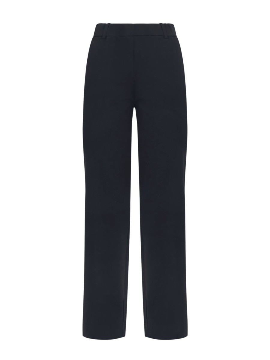 Pantaloni A Gamba Dritta | Ragno Pantalone Dritto Con Tasche In Compact Light - Nero