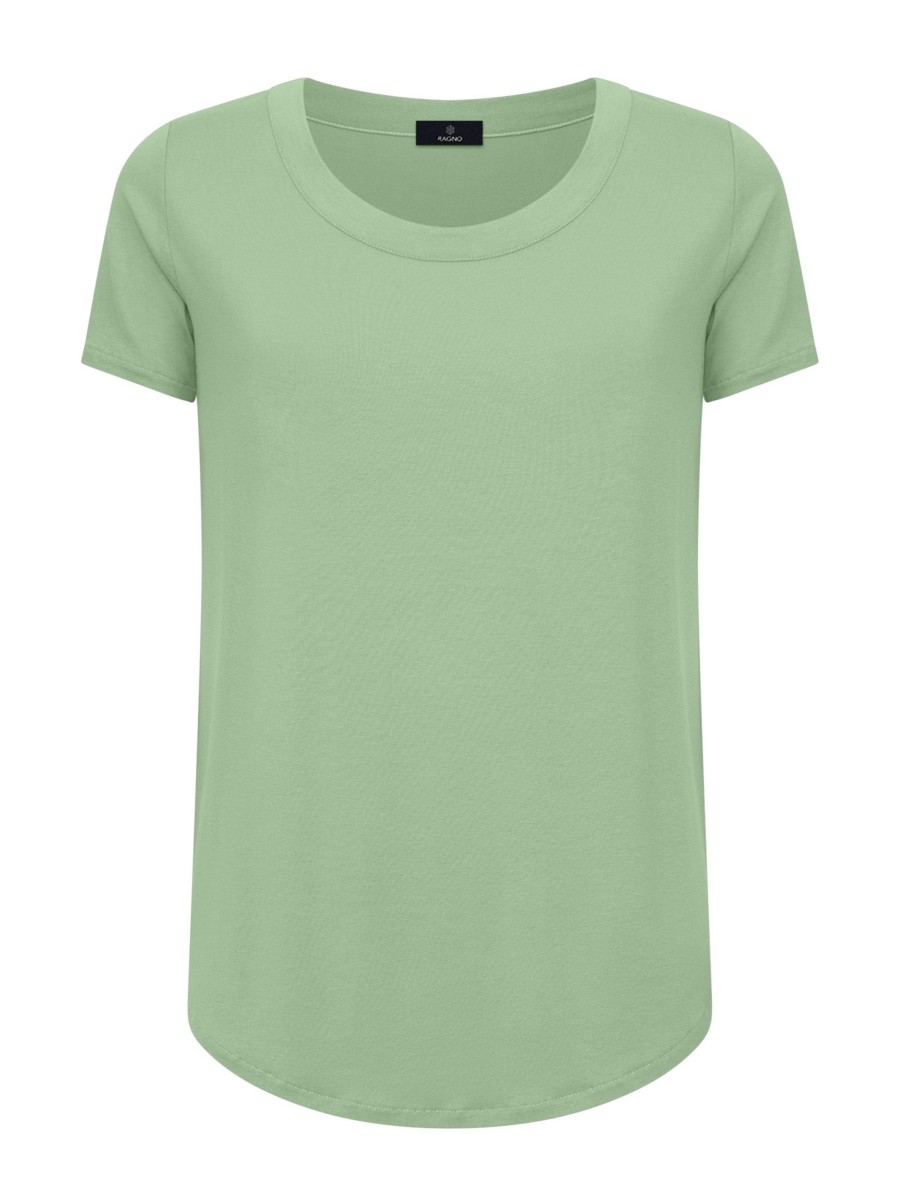 Magliette E T-Shirt | Ragno Maglietta A Manica Corta In Viscosa Summer - Quiet Green