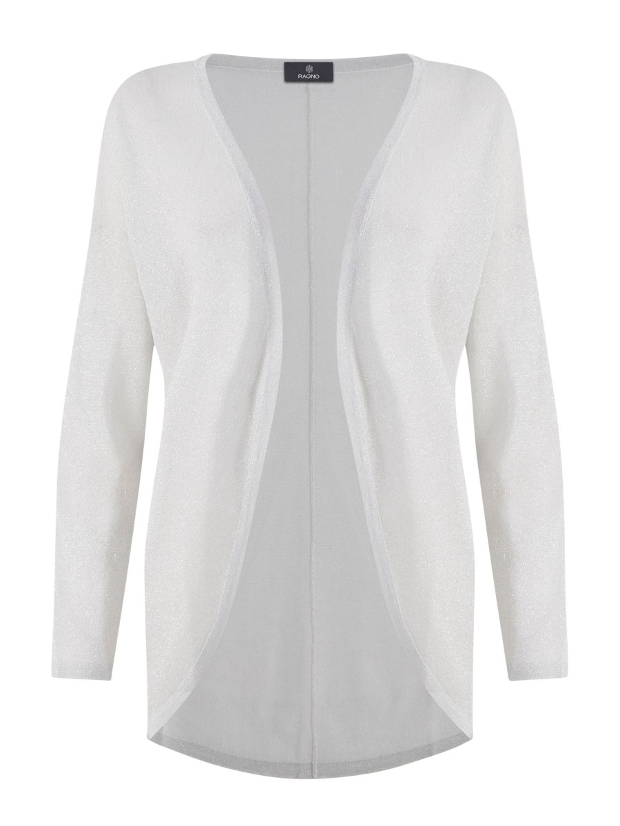 Cardigan | Ragno Cardigan In Crepe Lurex - Bianco