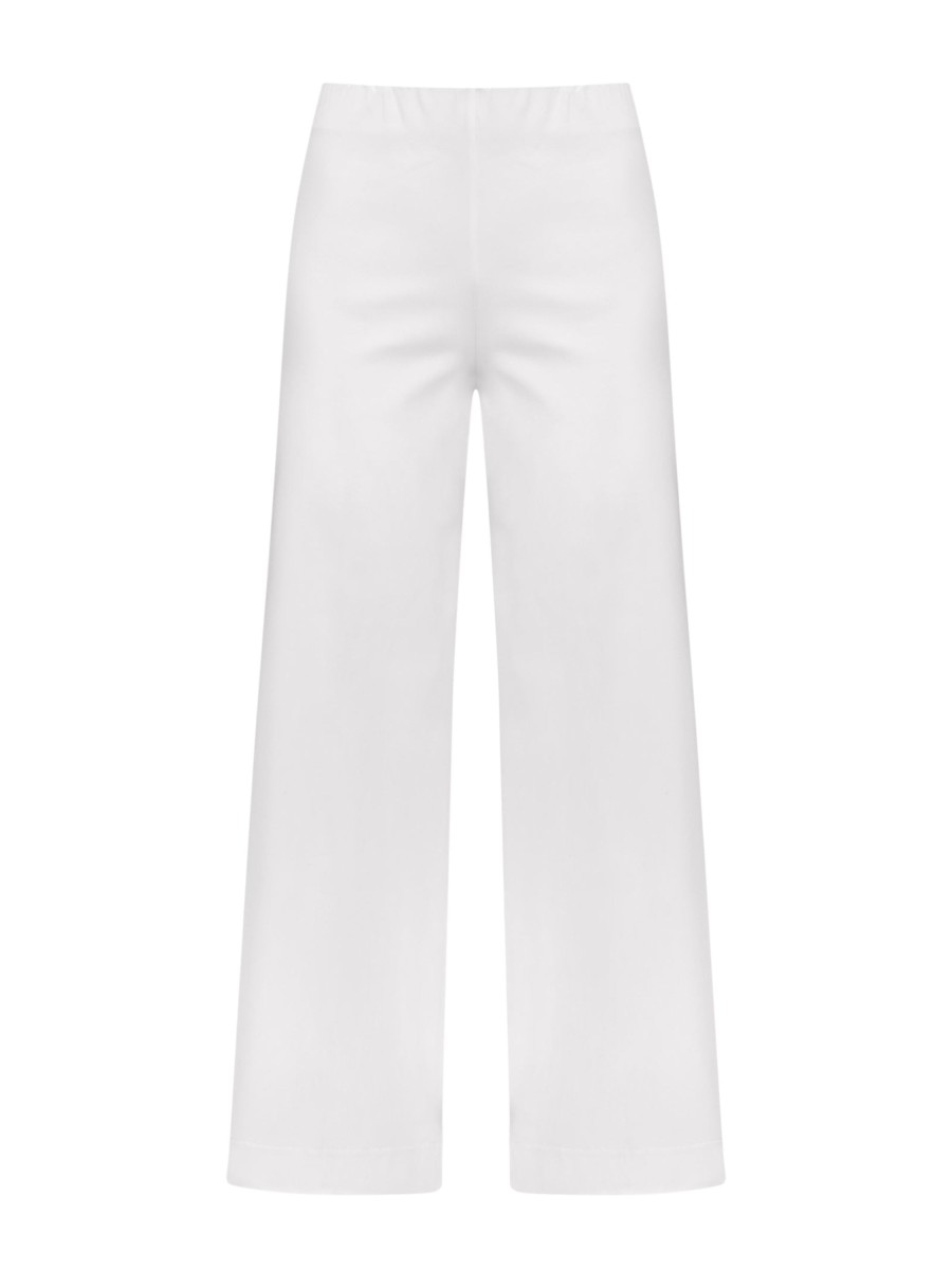 Tailleur Giacca E Pantaloni Eleganti | Ragno Pantalone Ampio Alla Caviglia In Satin Power - Bianco