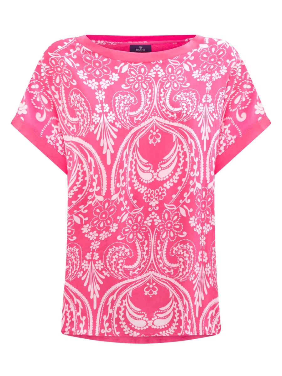 Magliette E T-Shirt | Ragno Maglietta Girocollo In Viscosa Summer - Fant.Bandana Hot Pink