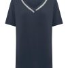 Magliette E T-Shirt | Ragno T-Shirt Elegante Con Scollo A V In Jersey Di Viscosa Crepe - Bleu