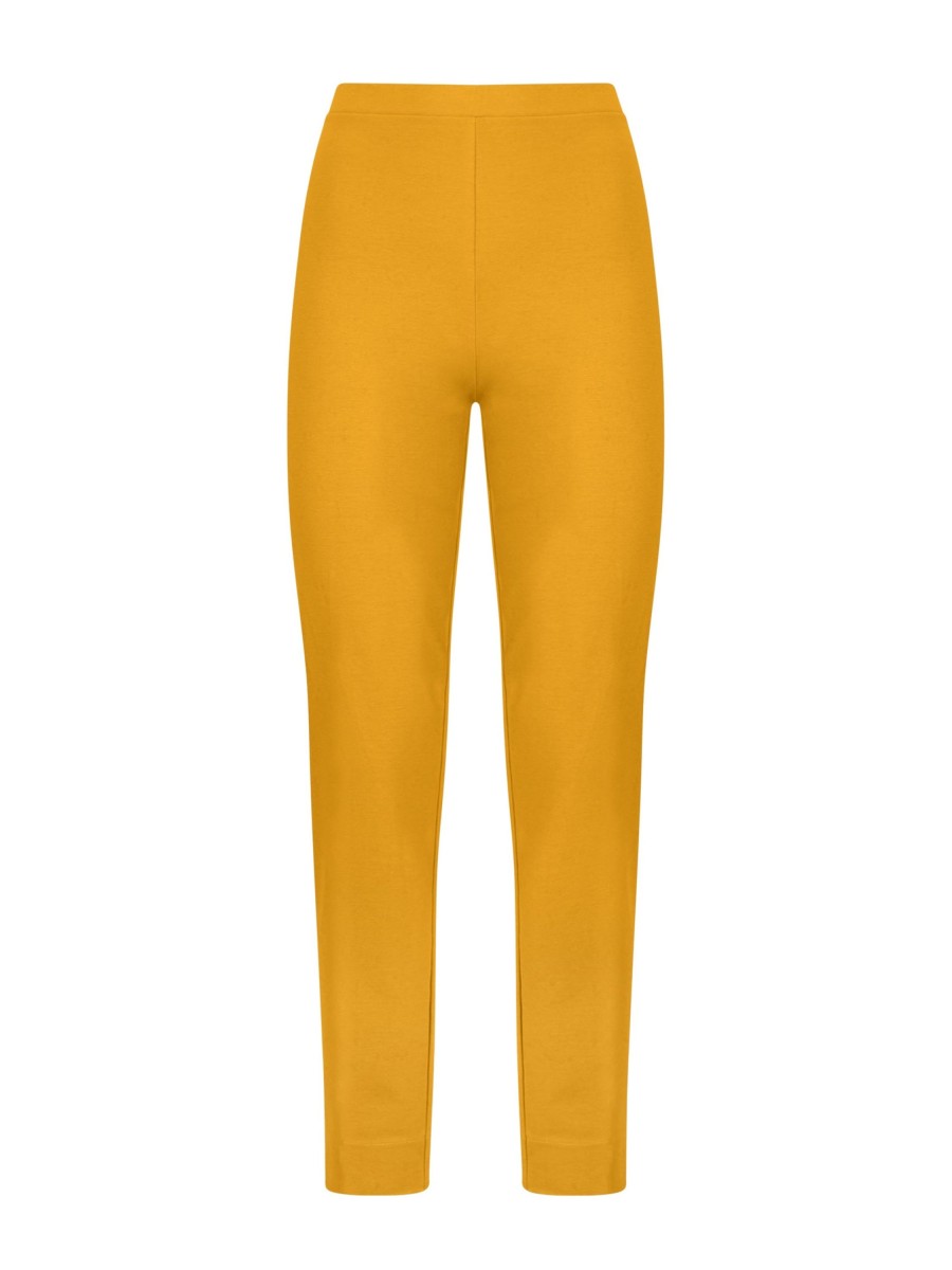 Pantaloni A Sigaretta | Ragno Pantalone A Sigaretta Con Spacchetti In Compact Light - Golden Spice