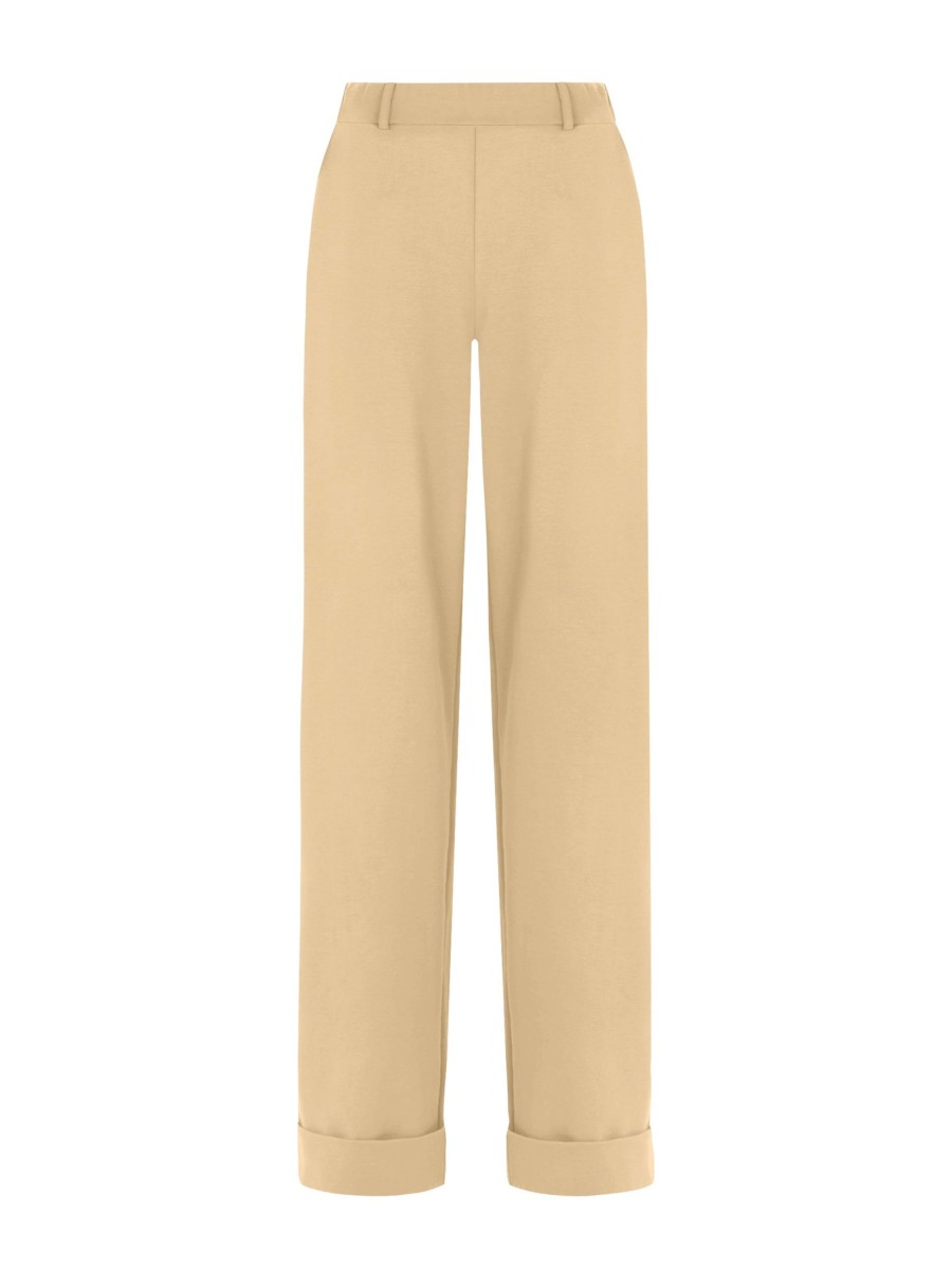 Pantaloni A Gamba Larga | Ragno Pantalone Ampio Con Tasche In Compact Light - Irish Cream