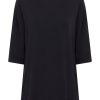 Magliette E T-Shirt | Ragno T-Shirt Con Manica 3/4 In Misto Viscosa - Nero