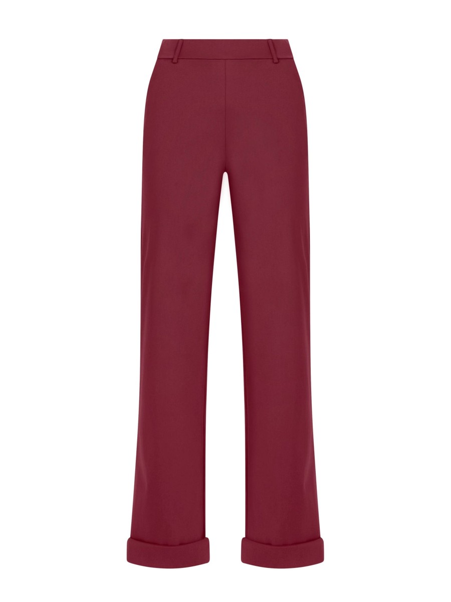 Pantaloni A Gamba Dritta | Ragno Pantalone Dritto Con Tasche In Satin Power - Tibetan Red