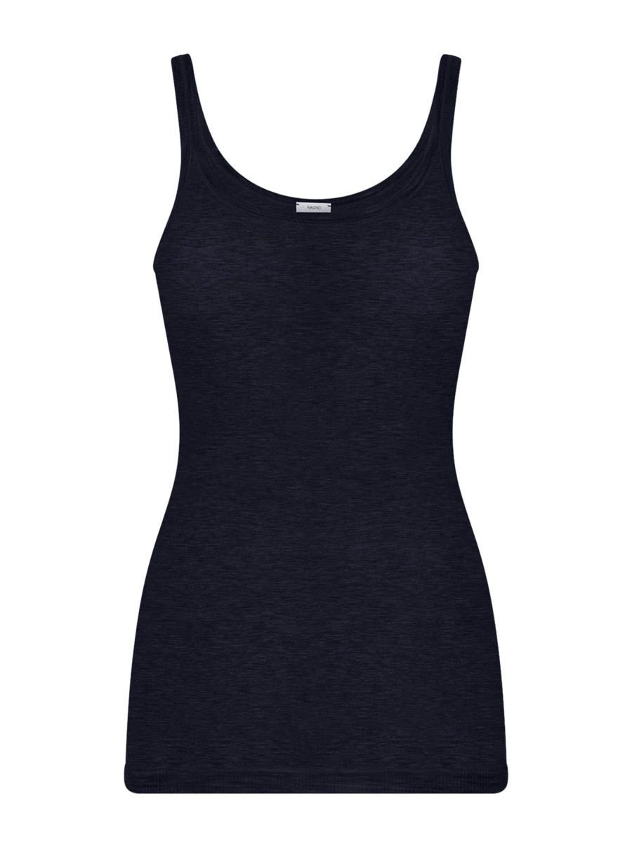 Top E Magliette | Ragno Wonderwool - Top In Costina Di Lana Ultrafine - Blu/Navy