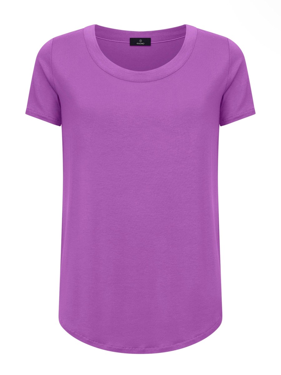 Magliette E T-Shirt | Ragno Maglietta A Manica Corta In Viscosa Summer - Dewberry