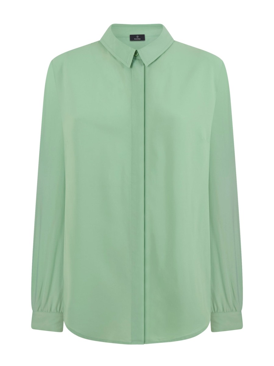 Camicie | Ragno Camicia A Manica Lunga In Ecoseta - Quiet Green