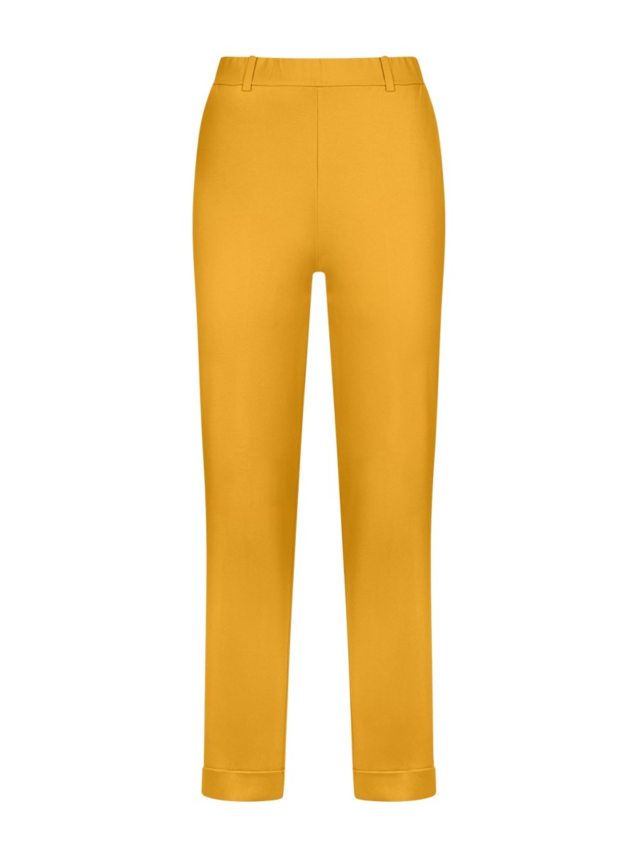 Pantaloni A Gamba Dritta | Ragno Pantalone Dritto Con Tasche Corto In Compact Light - Golden Spice