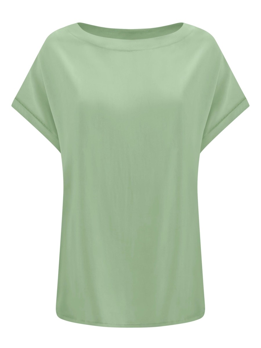 Magliette E T-Shirt | Ragno Maglietta Girocollo In Viscosa Summer - Quiet Green