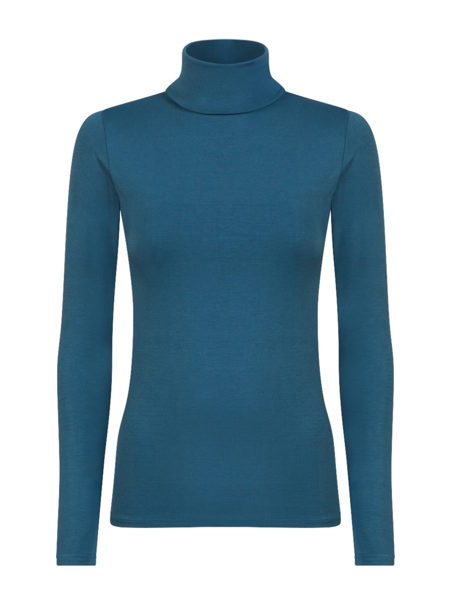 Maglie Sottogiacca | Ragno Dolcevita In Eco Viscosa - Real Teal