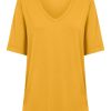 Magliette E T-Shirt | Ragno T-Shirt Con Scollo A V In Misto Viscosa - Golden Spice