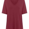 Magliette E T-Shirt | Ragno T-Shirt Con Scollo A V In Misto Viscosa - Tibetan Red