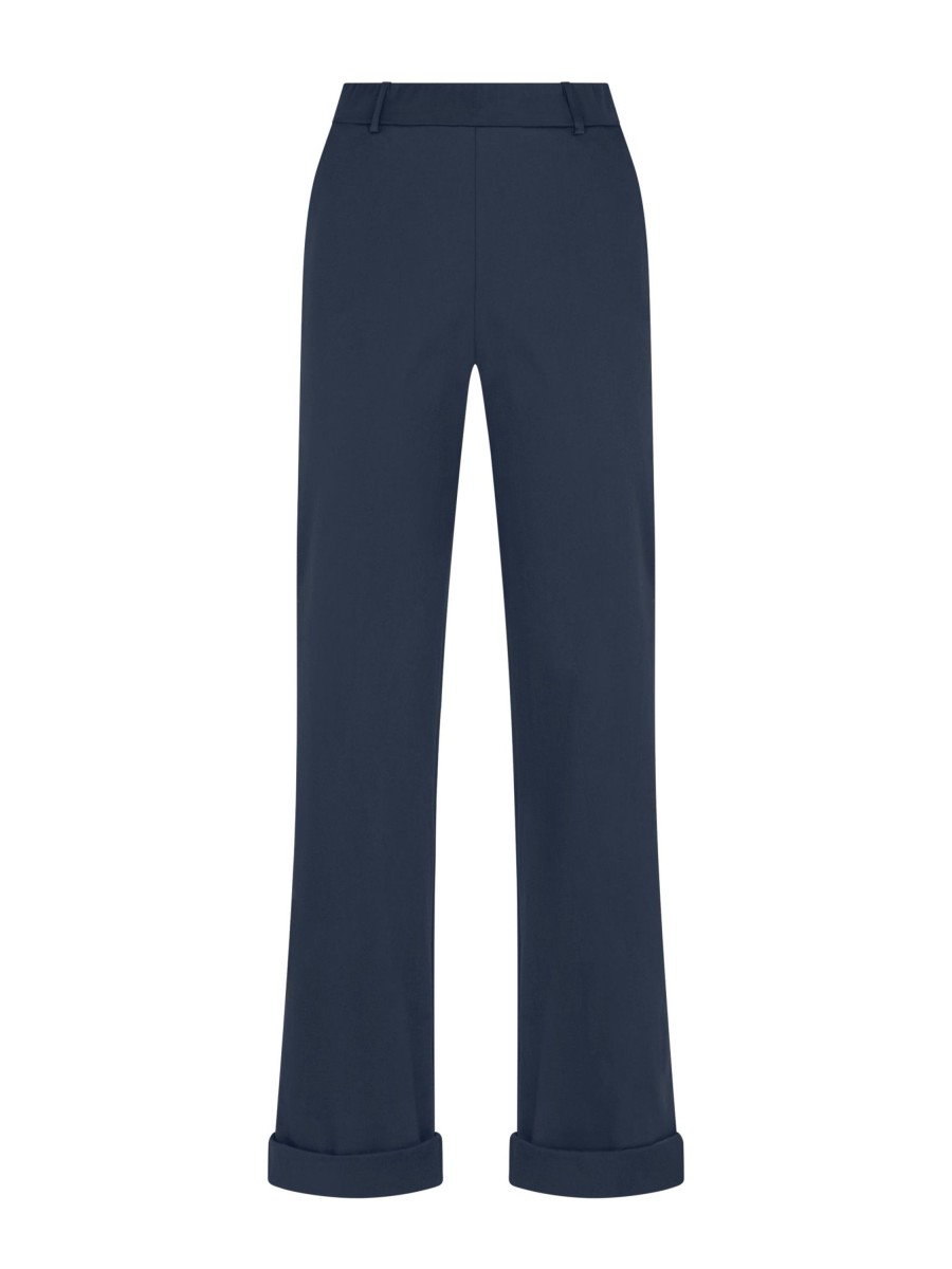 Pantaloni A Gamba Dritta | Ragno Pantalone Dritto Con Tasche In Satin Power - Bleu