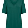 Magliette E T-Shirt | Ragno T-Shirt Con Scollo A V In Misto Viscosa - Aventurine