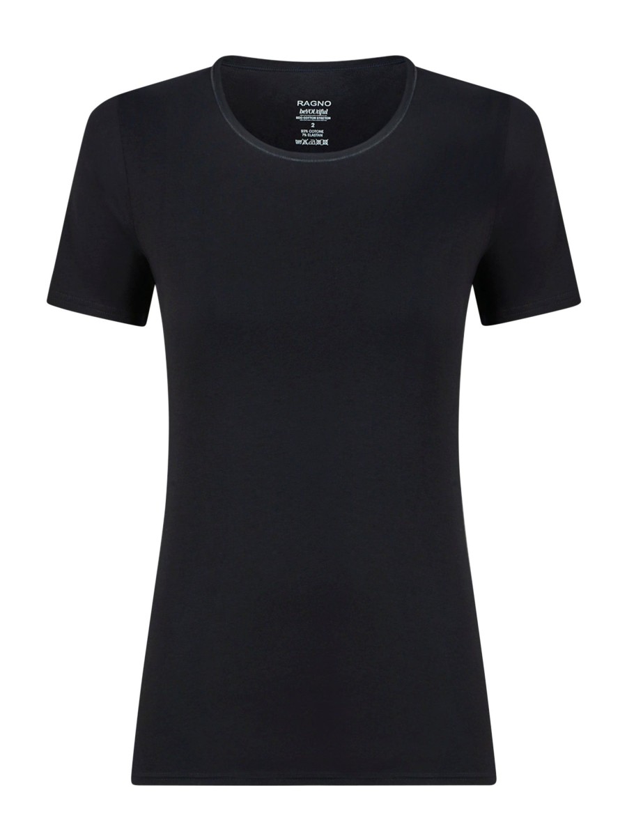 Top E Magliette | Ragno Beyoutiful - Maglietta In Cotone Elasticizzato Extra Fine - Nero