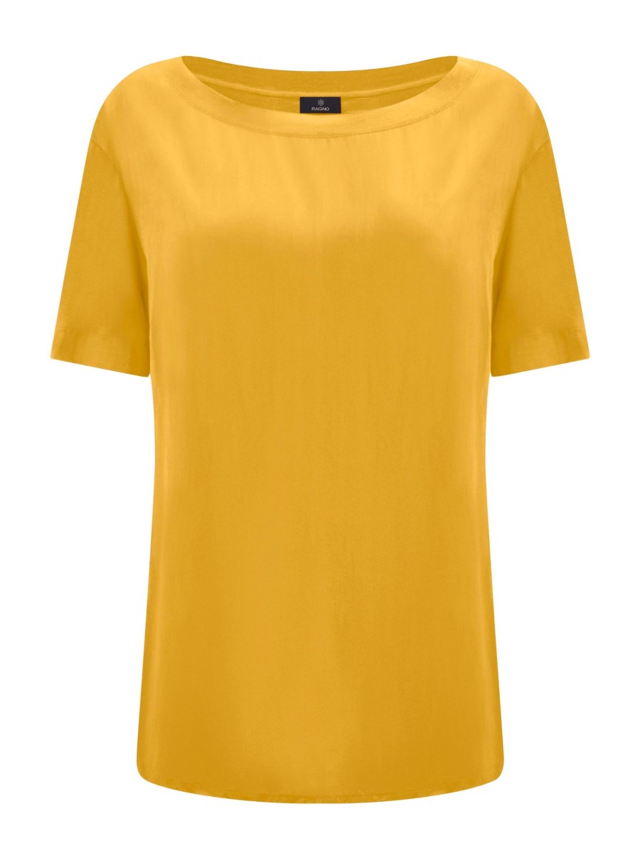 Magliette E T-Shirt | Ragno Maglietta Con Scollo A Barchetta In Viscosa Summer - Golden Spice