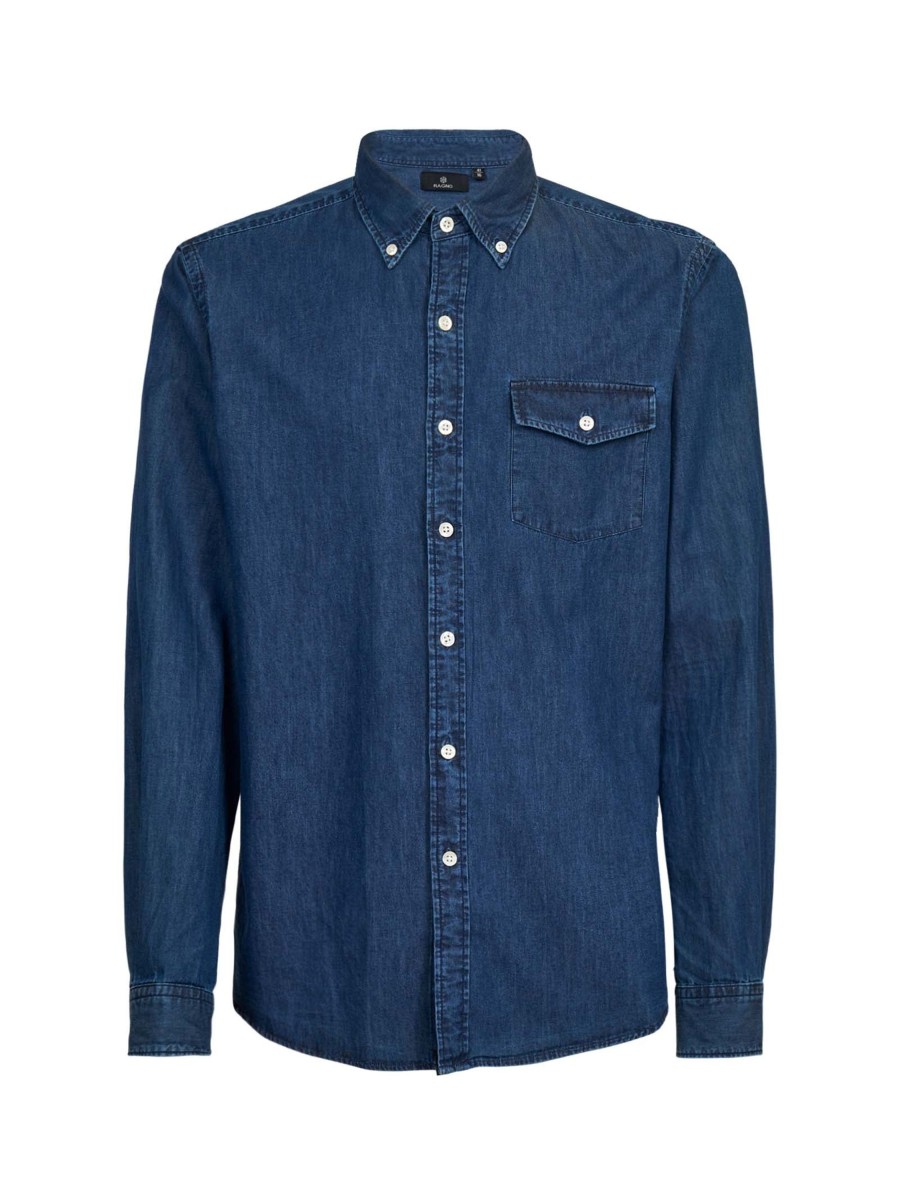 Camicie | Ragno Camicia Button Down In Chambray Di Cotone - Denim