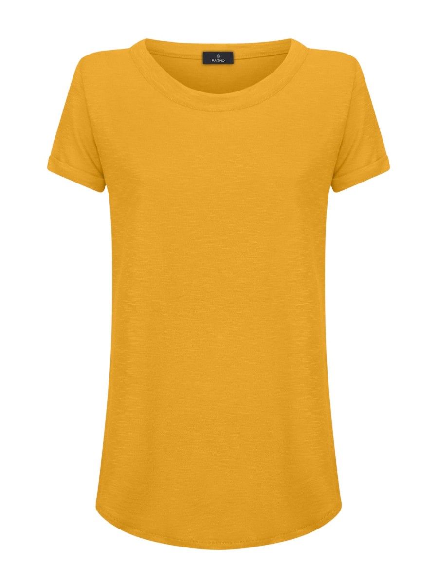 Magliette E T-Shirt | Ragno T-Shirt Girocollo In Slub Jersey Di Cotone - Golden Spice