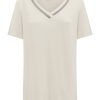 Magliette E T-Shirt | Ragno T-Shirt Elegante Con Scollo A V In Jersey Di Viscosa Crepe - Champignon