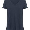 Magliette E T-Shirt | Ragno Maglietta Con Scollo A V In Slub Jersey Di Cotone - Bleu