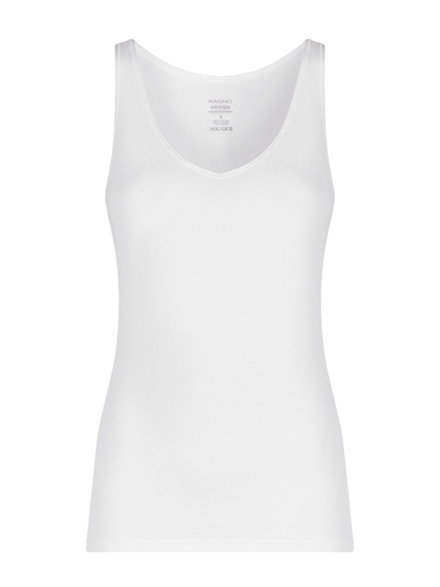 Top E Magliette | Ragno Beyoutiful - Canottiera In Cotone Elasticizzato Extra Fine - Bianco