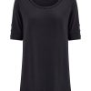 Magliette E T-Shirt | Ragno T-Shirt Girocollo Con Bottoni In Viscosa Summer - Nero