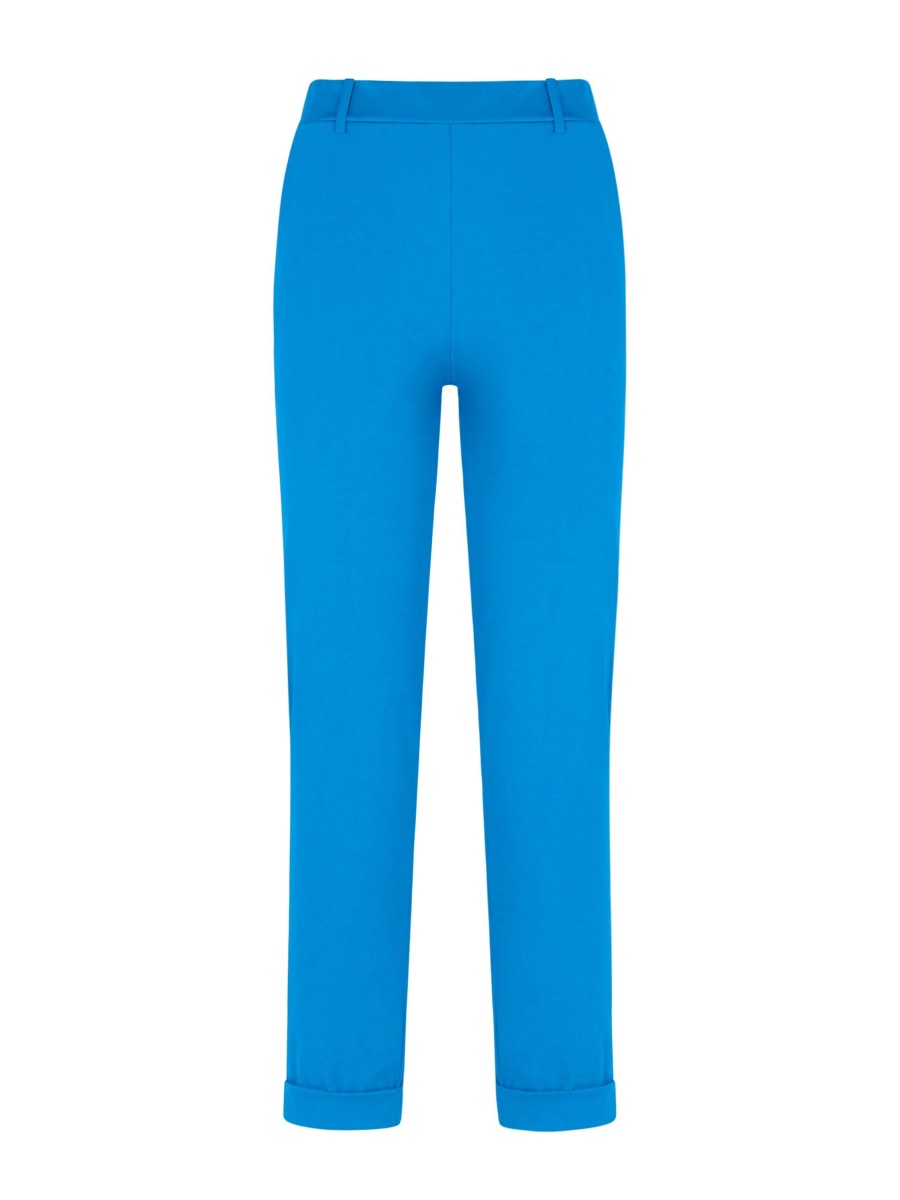 Pantaloni A Gamba Dritta | Ragno Pantalone Dritto Con Tasche Corto In Compact Light - Ibiza Blue